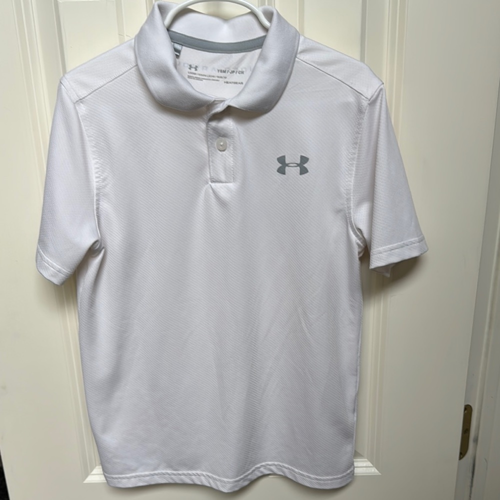 Under Armour White Gray Polo Performance Shirt